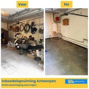 Voor en na garage opruiming bij inboedelopruiming in Antwerpen