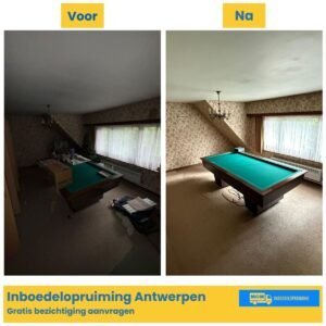 Voor en na opruiming van hobbykamer in Antwerpen