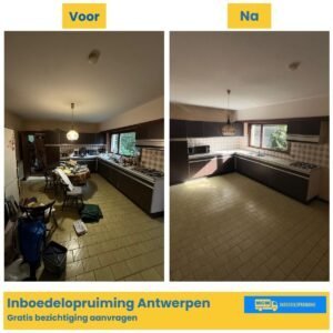 Voor en na keuken opruiming bij inboedelopruiming in Antwerpen